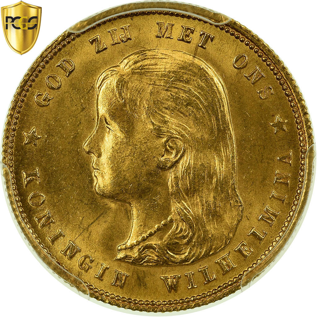 Coin, Netherlands, Wilhelmina I, 10 Gulden, 1897, PCGS, MS64, Gold, KM:118