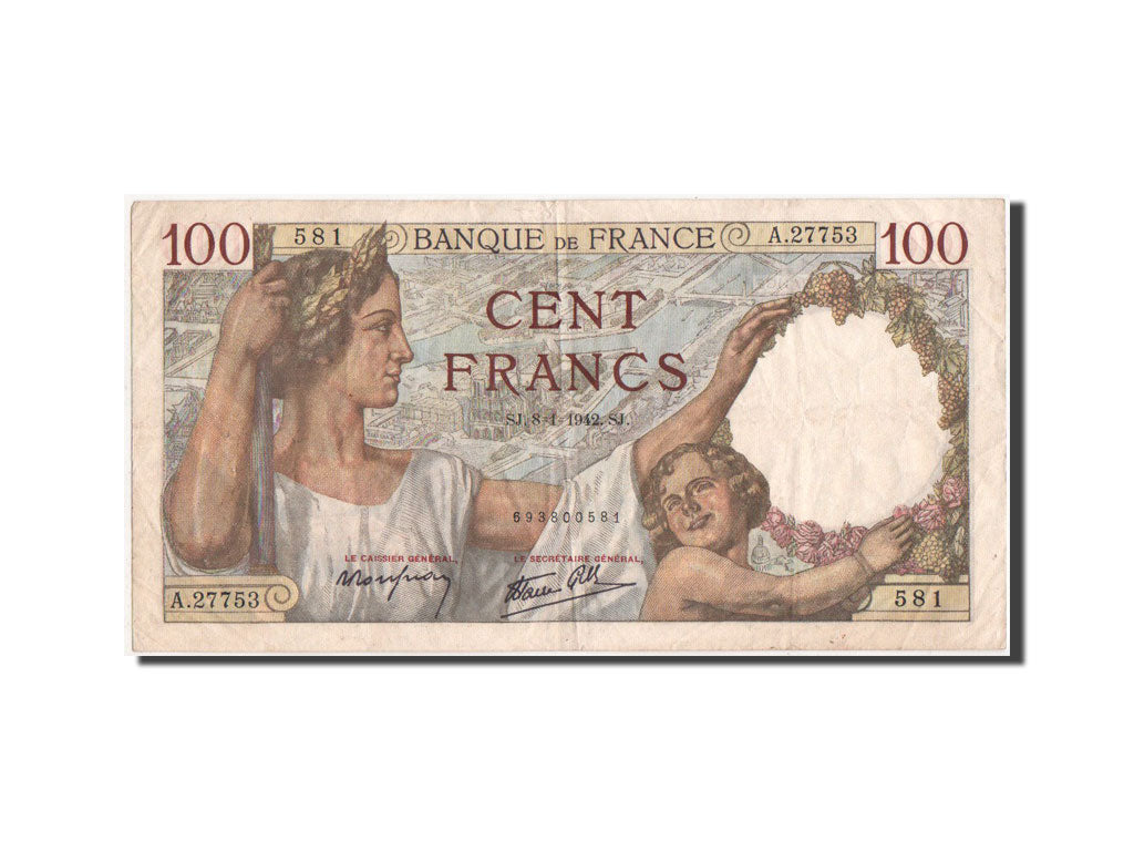 France, 100 Francs Sully, 8.1.1942, KM:94