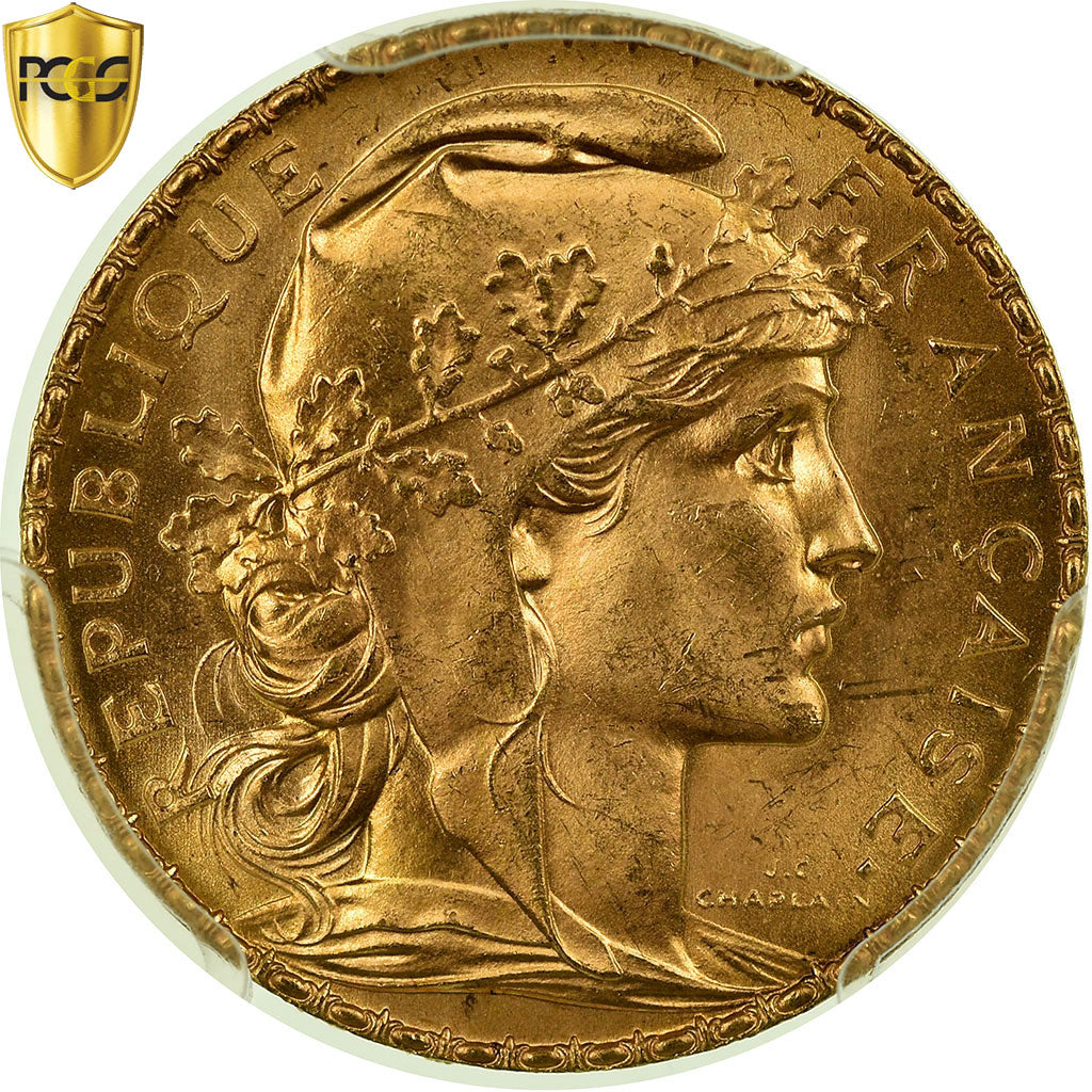 Münze, Frankreich, Marianne, 20 Francs, 1909, PCGS, MS65+, Gold, KM:857