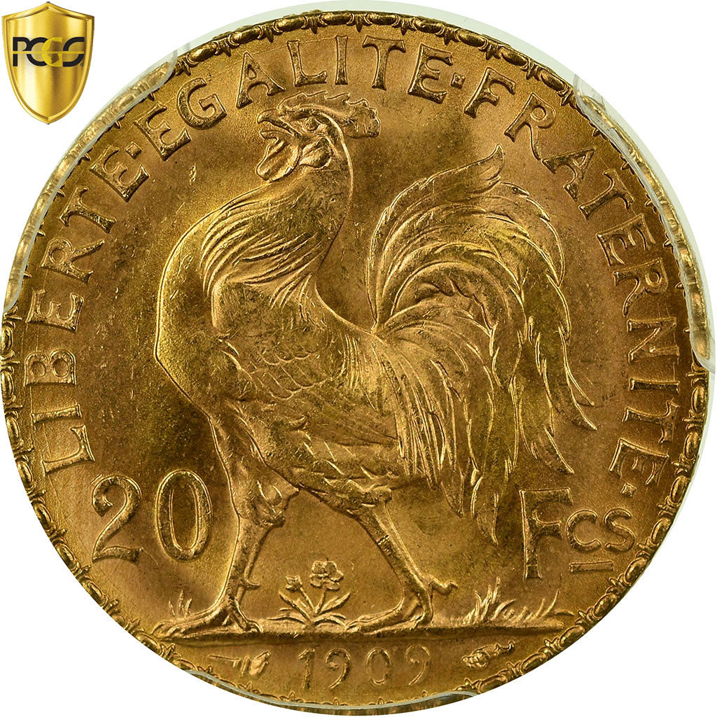Münze, Frankreich, Marianne, 20 Francs, 1909, PCGS, MS65+, Gold, KM:857
