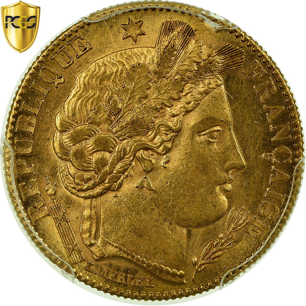 Moeda, França, Cérès, 10 Francs, 1899, Paris, PCGS, MS62, Dourado, KM:830