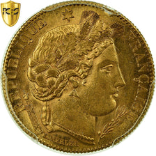 Moeda, França, Cérès, 10 Francs, 1899, Paris, PCGS, MS62, Dourado, KM:830