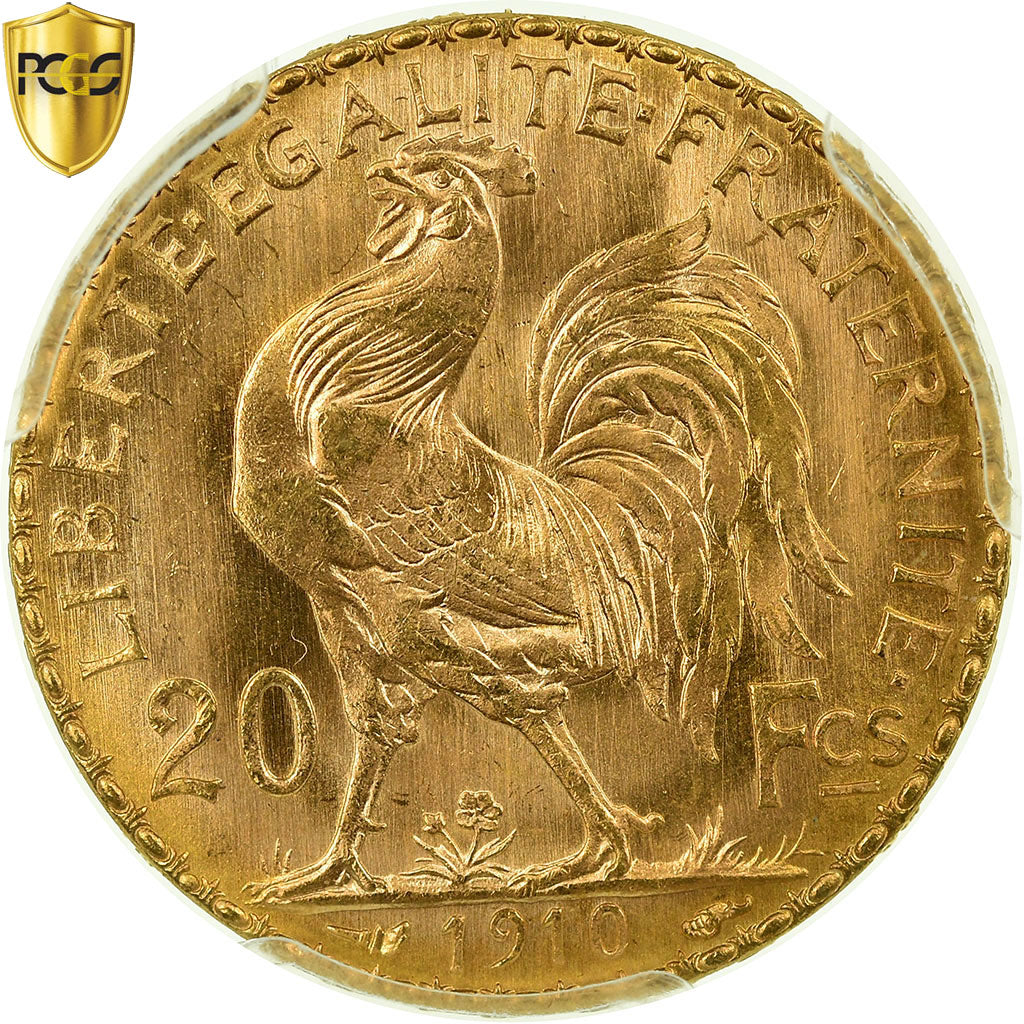 Monnaie, France, Marianne, 20 Francs, 1910, PCGS, MS67, Or, KM:857, Gradée