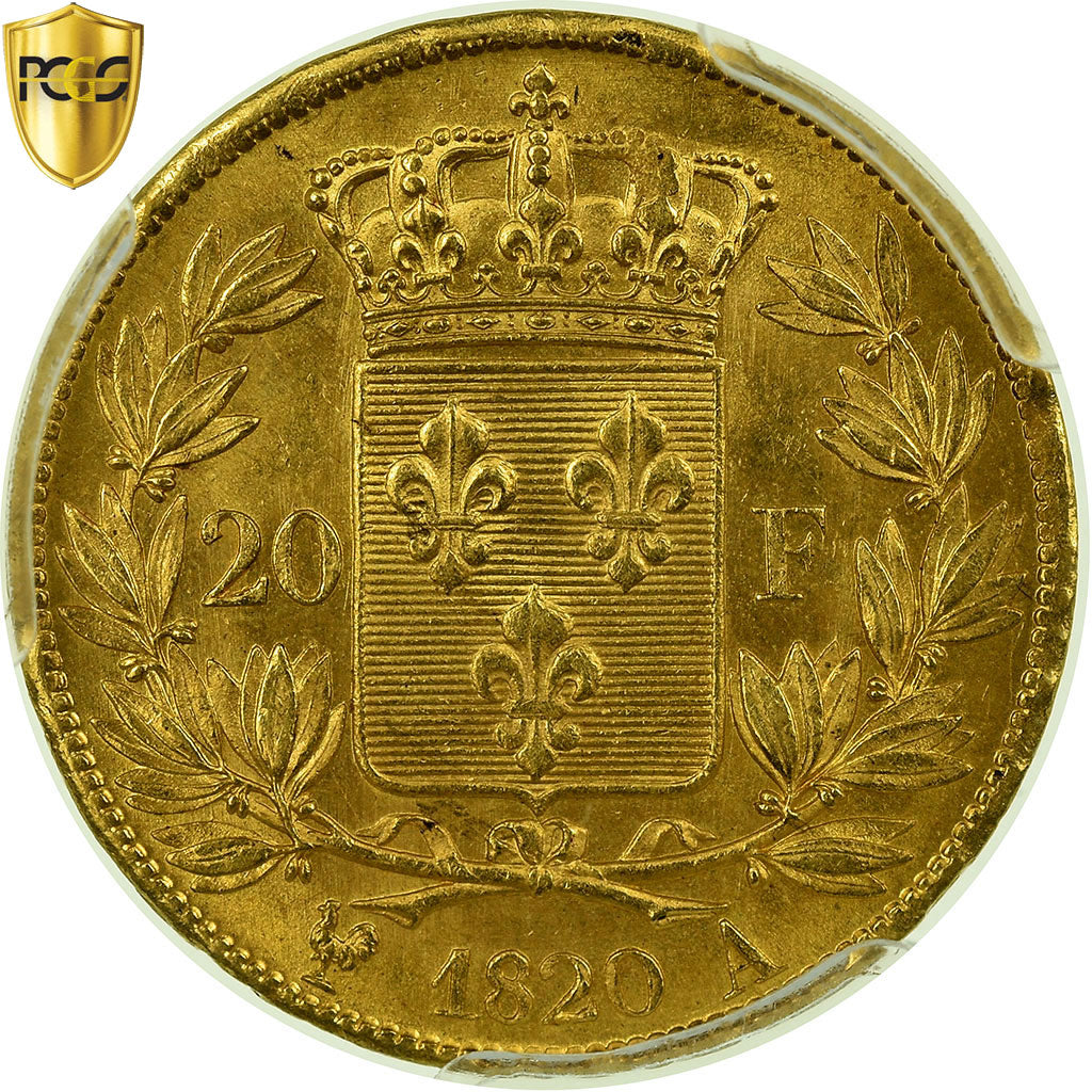 Coin, France, Louis XVIII, 20 Francs, 1820, Paris, PCGS, MS64