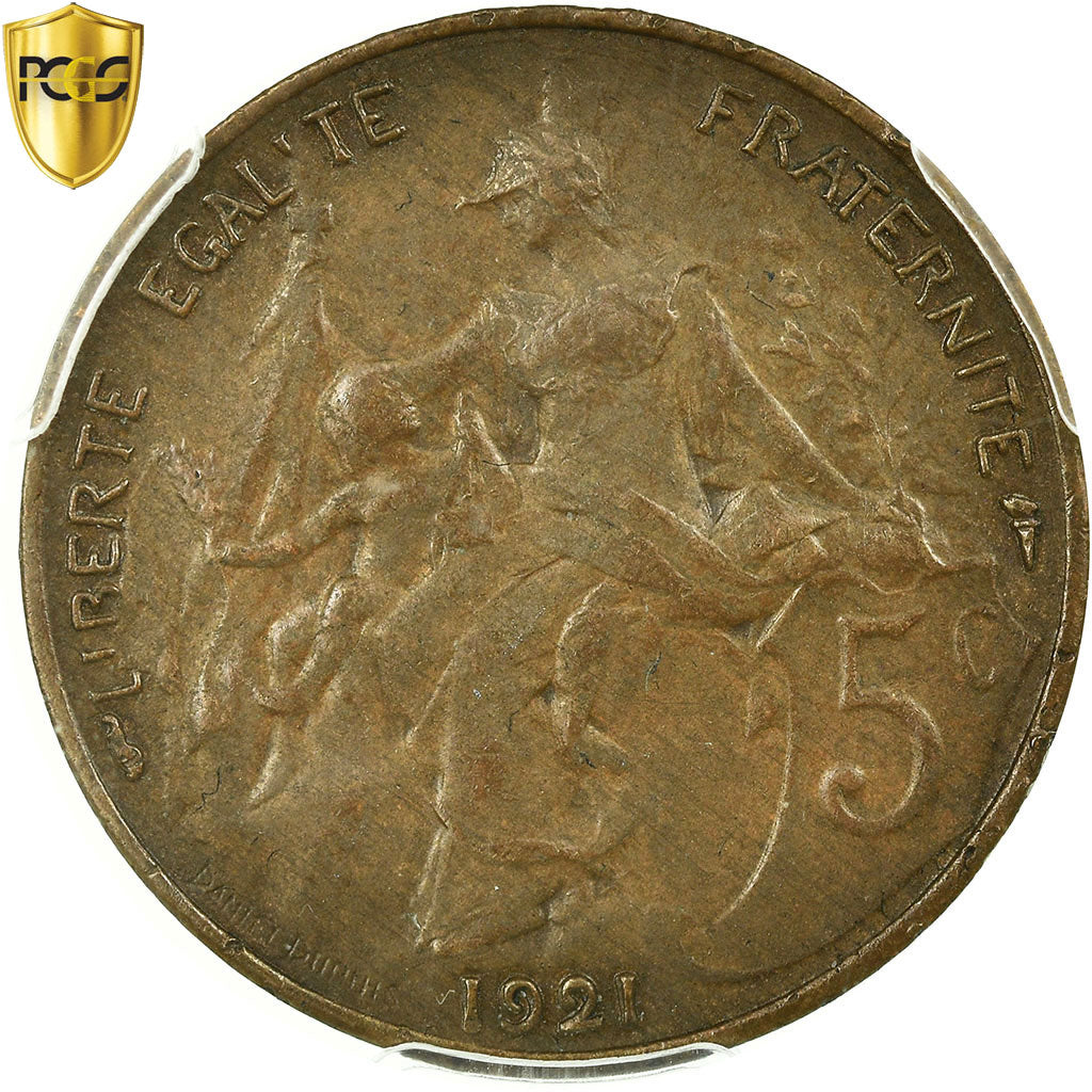 Coin, France, Dupuis, 5 Centimes, 1921, Paris, PCGS, AU50, Bronze, KM:842