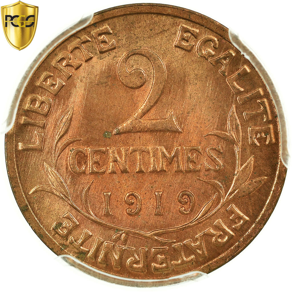 Coin, France, Dupuis, 2 Centimes, 1919, Paris, PCGS, MS65RD, Bronze, KM:841
