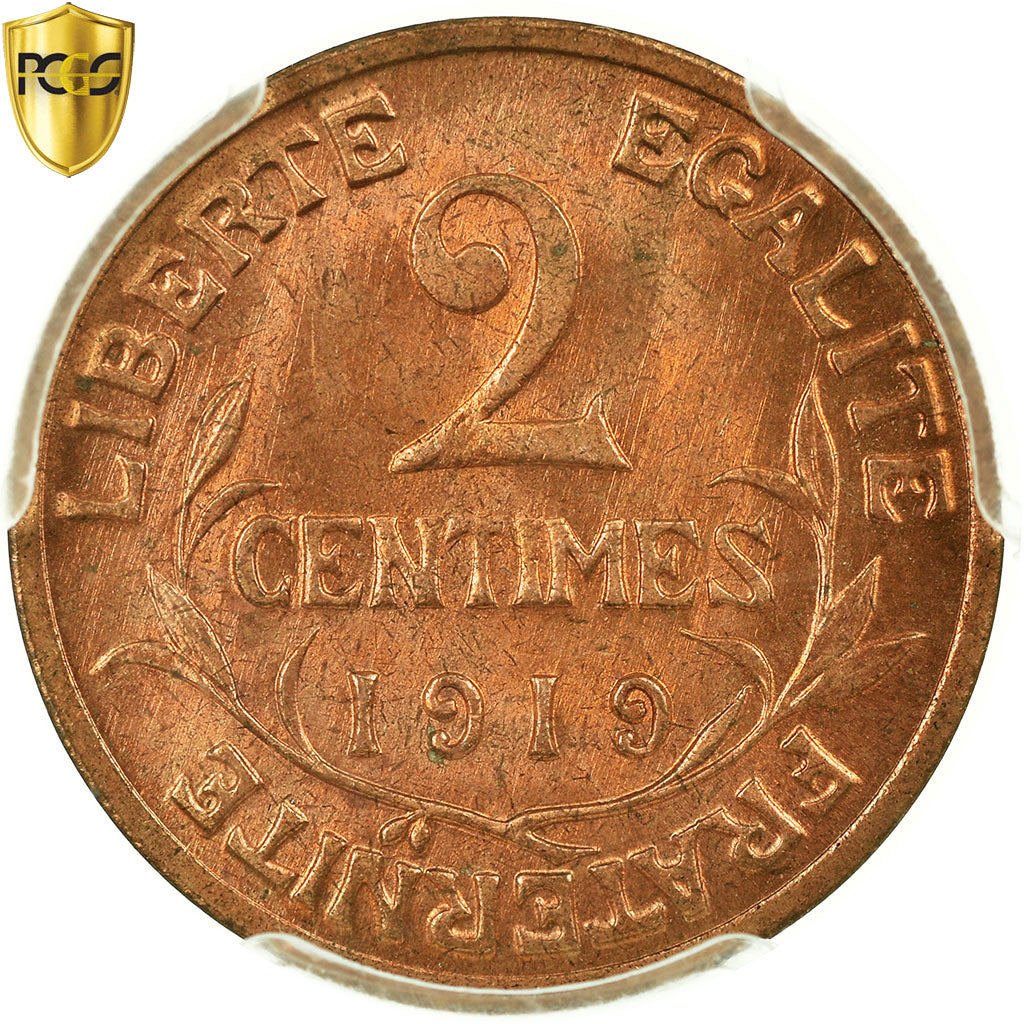 Coin, France, Dupuis, 2 Centimes, 1919, Paris, PCGS, MS65RD, Bronze, KM:841