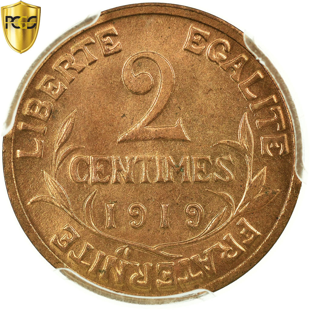 Coin, France, Dupuis, 2 Centimes, 1919, Paris, PCGS, MS65RD, Bronze, KM:841