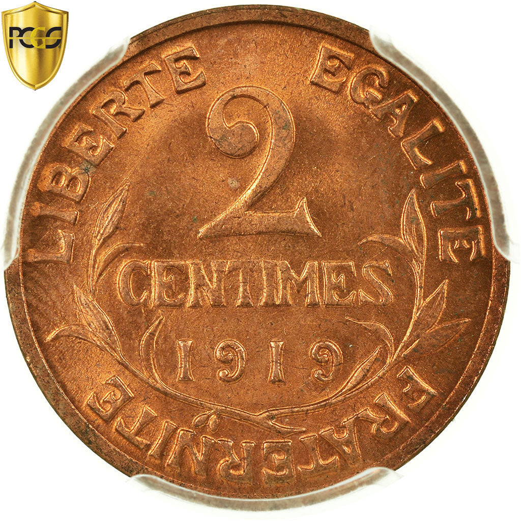 Coin, France, Dupuis, 2 Centimes, 1919, Paris, PCGS, MS65RD, Bronze, KM:841