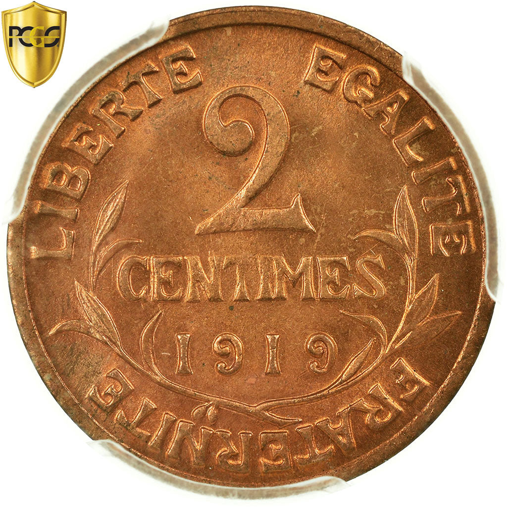 Coin, France, Dupuis, 2 Centimes, 1919, Paris, PCGS, MS65RD, Bronze, KM:841