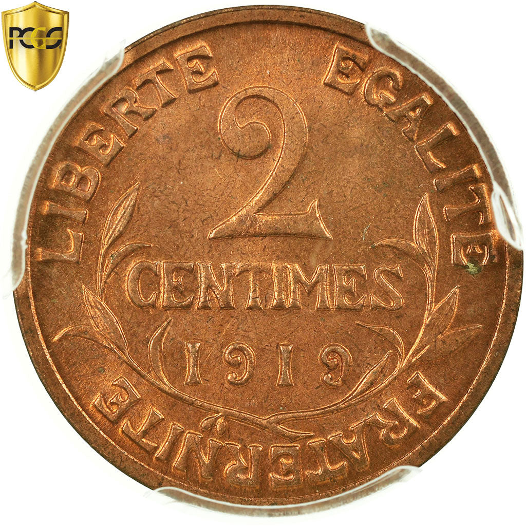 Coin, France, Dupuis, 2 Centimes, 1919, Paris, PCGS, MS66RD, Bronze, KM:841