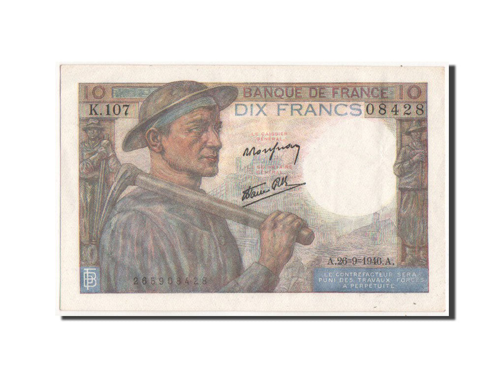 France, 10 Francs Mineur, 26.9.1946, KM:99e