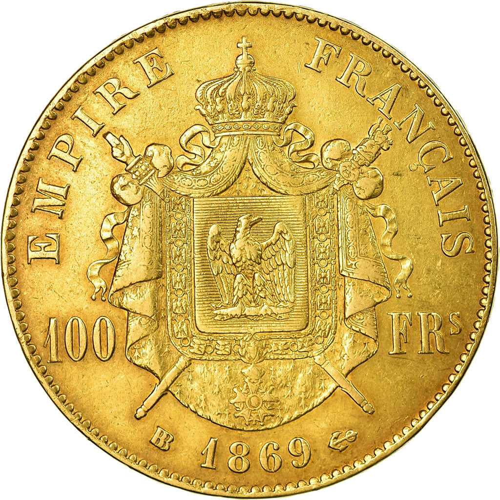 Moneta, Francja, Napoleon III, Napoléon III, 100 Francs, 1869, Strasbourg