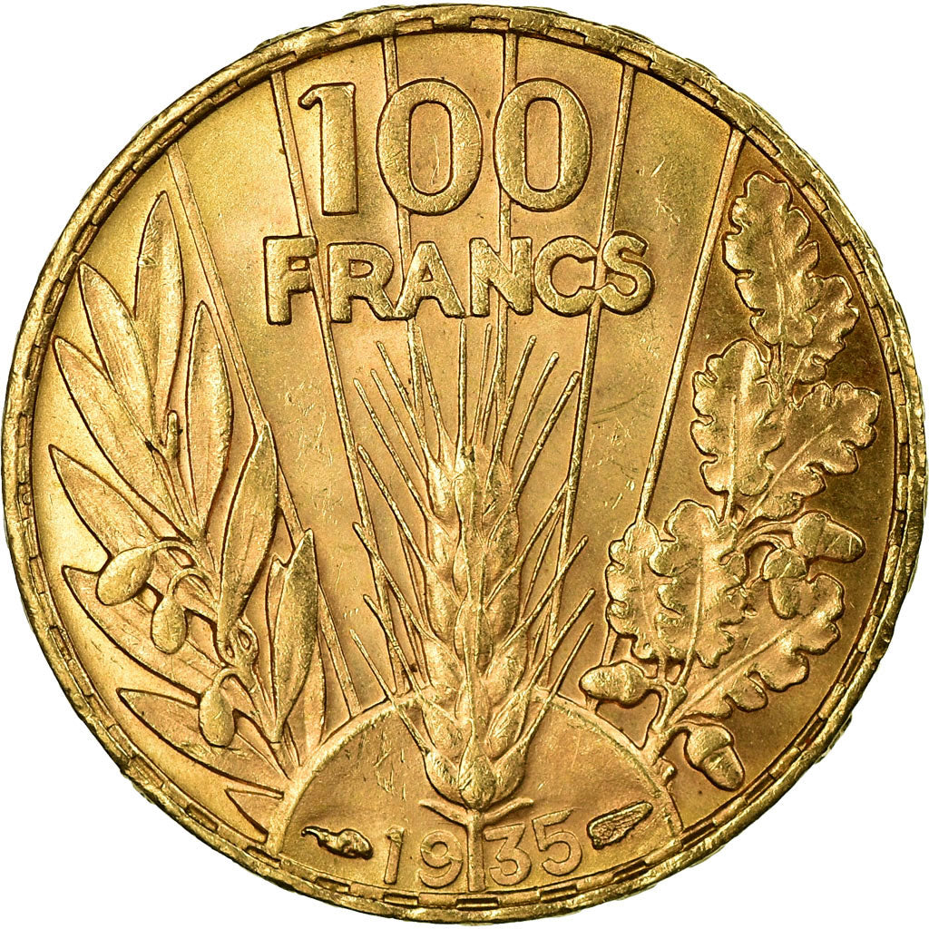 Coin, France, Bazor, 100 Francs, 1935, Paris, MS(63), Gold, KM:880