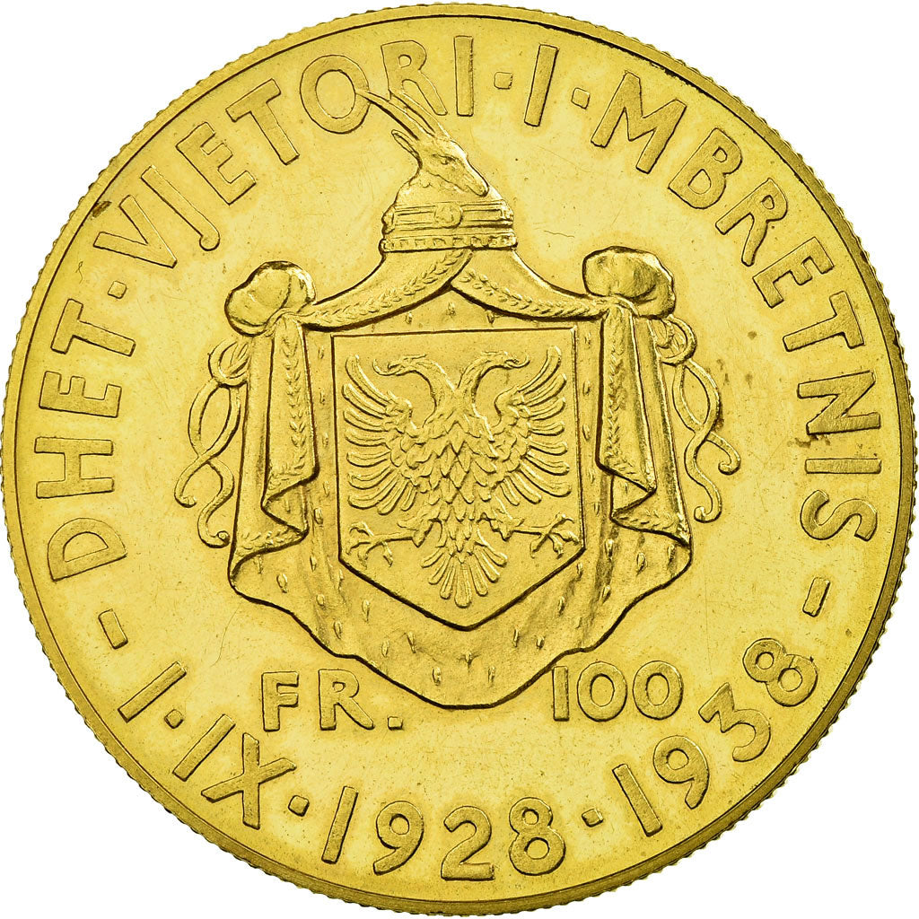 Moneda, Albania, Zog I, 100 Franga Ari, 1938, Rome, SC, Oro, KM:26