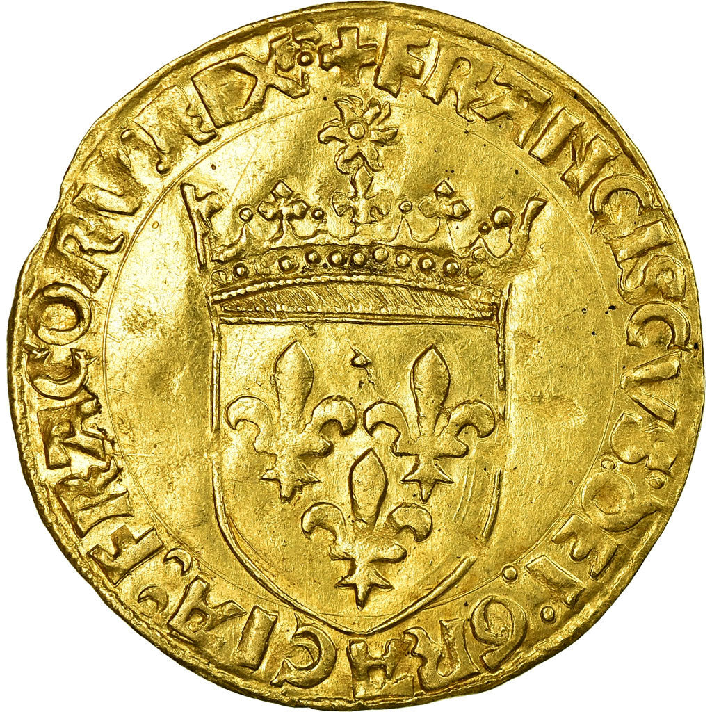 Moneta, Francia, François Ier, Écu d'or, Ecu d'or, Lyon, BB, Oro, Duplessy:775