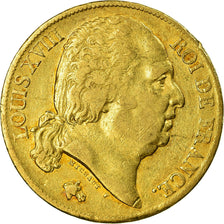 Moneta, Francia, Louis XVIII, Louis XVIII, 20 Francs, 1818, Paris, MB+, Oro