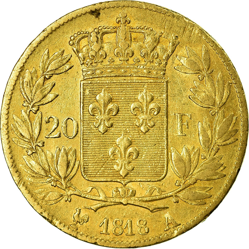 Moneta, Francia, Louis XVIII, Louis XVIII, 20 Francs, 1818, Paris, MB+, Oro