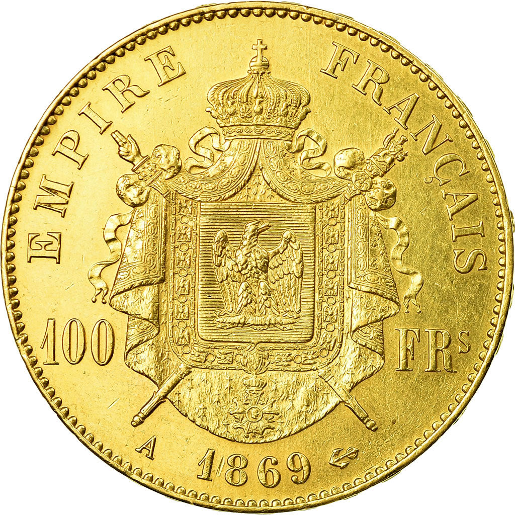 Coin, France, Napoleon III, Napoléon III, 100 Francs, 1869, Paris, AU(55-58)