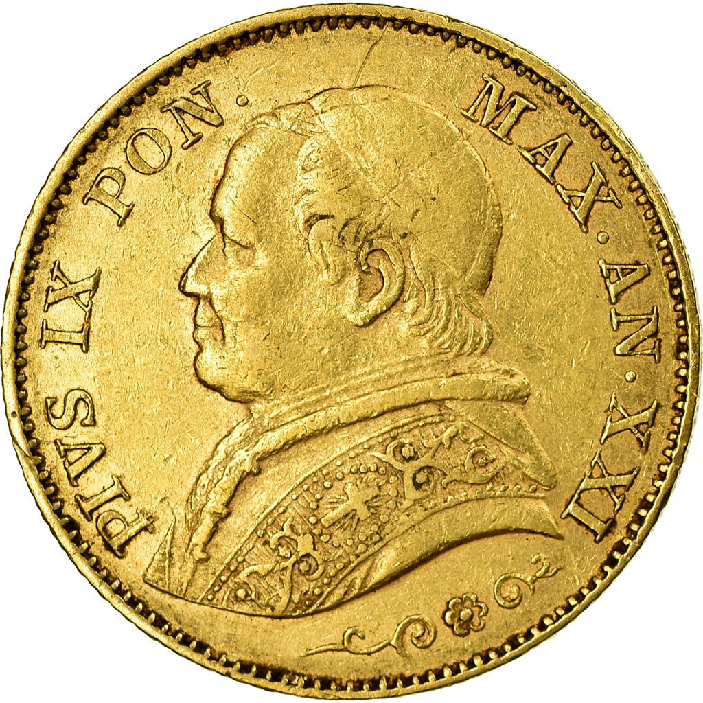 Coin, ITALIAN STATES, PAPAL STATES, Pius IX, 20 Lire, 1866, Rome, EF(40-45)