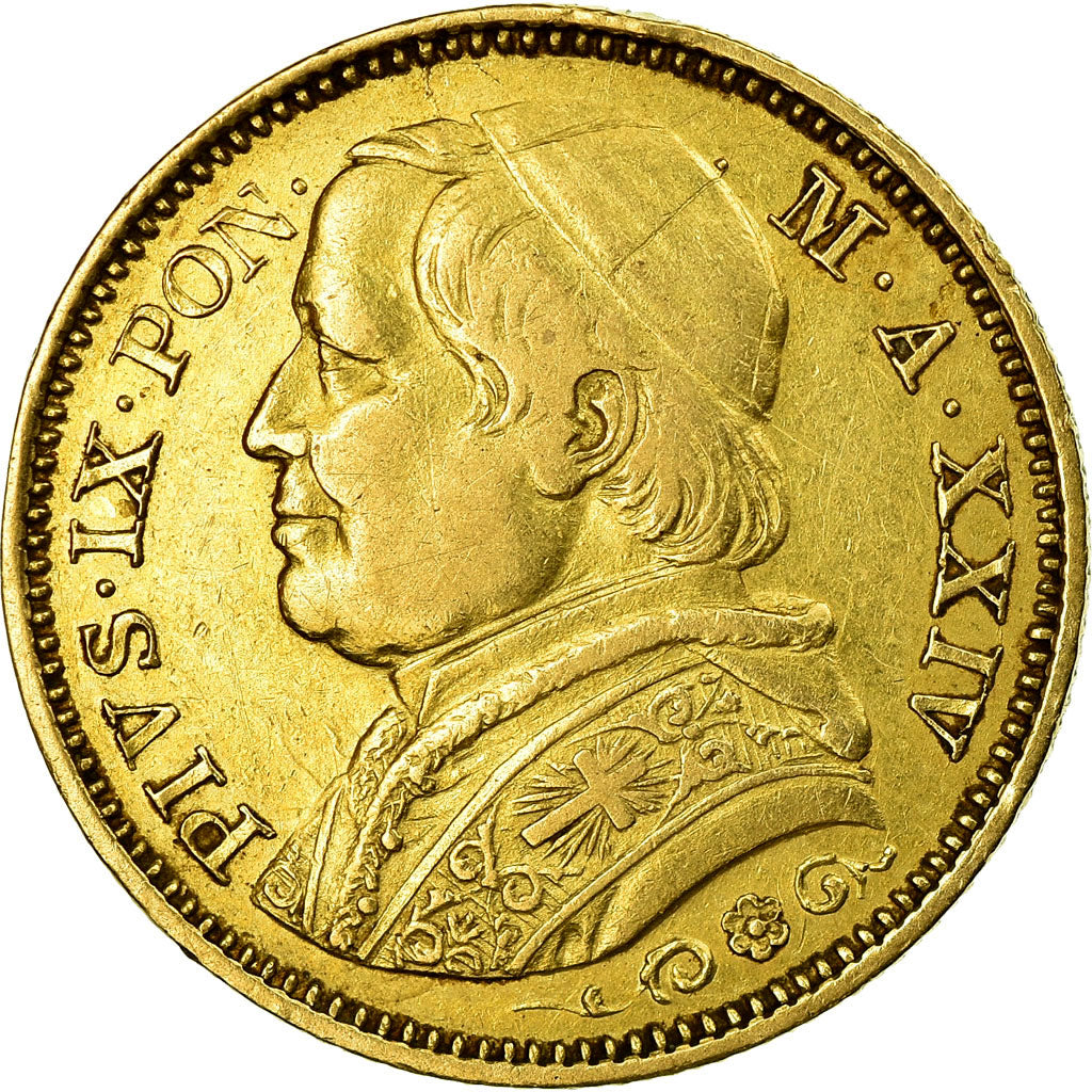 Moneta, STATI ITALIANI, PAPAL STATES, Pius IX, 20 Lire, 1869, Roma, BB, Oro