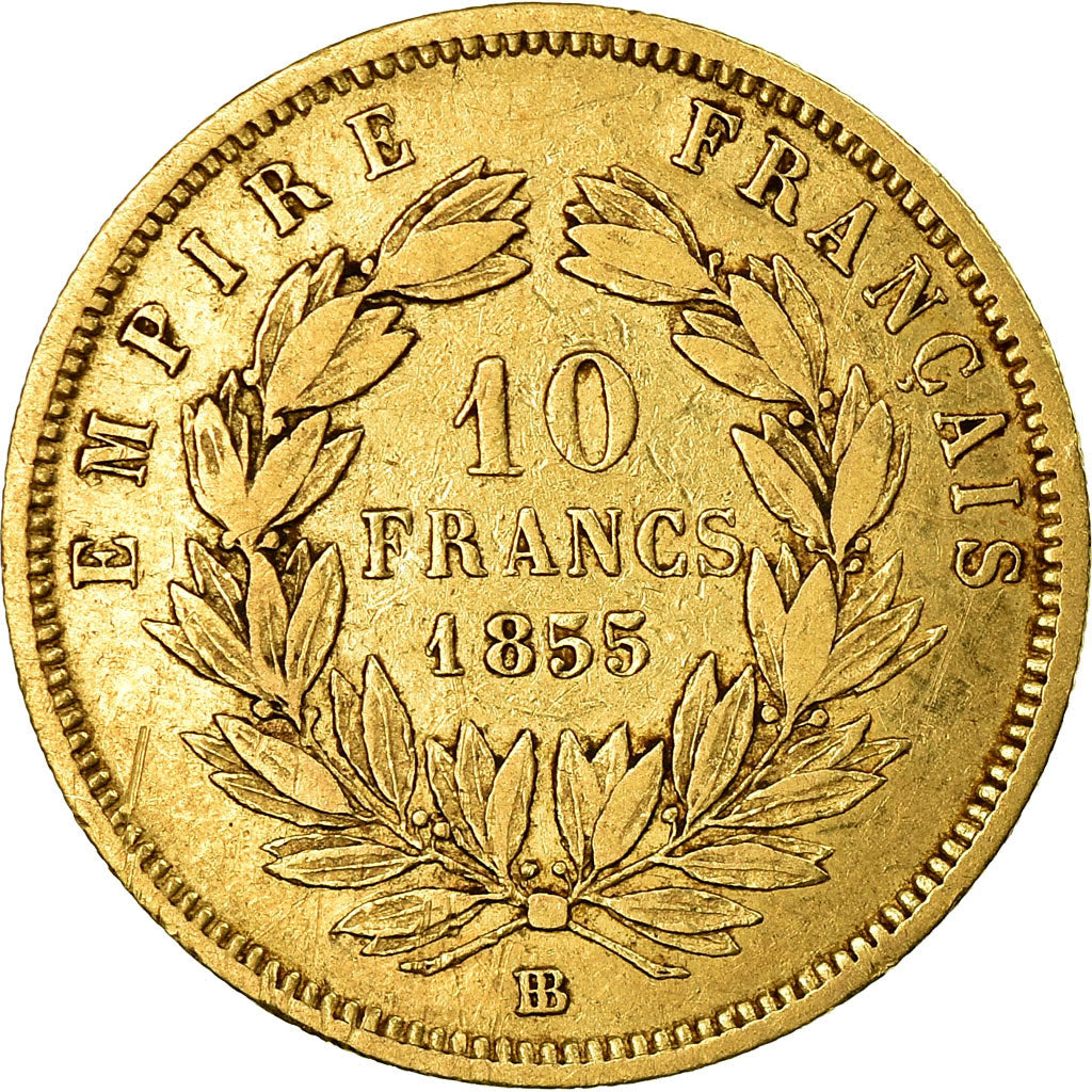 France, Napoleon III, 10 Francs, 1855, Strasbourg, TB, Or, Gadoury:1014
