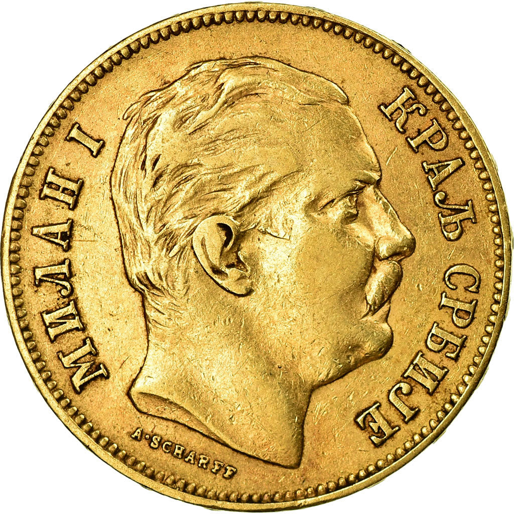 Coin, Serbia, Milan I, 20 Dinara, 1882, EF(40-45), Gold, KM:17.1