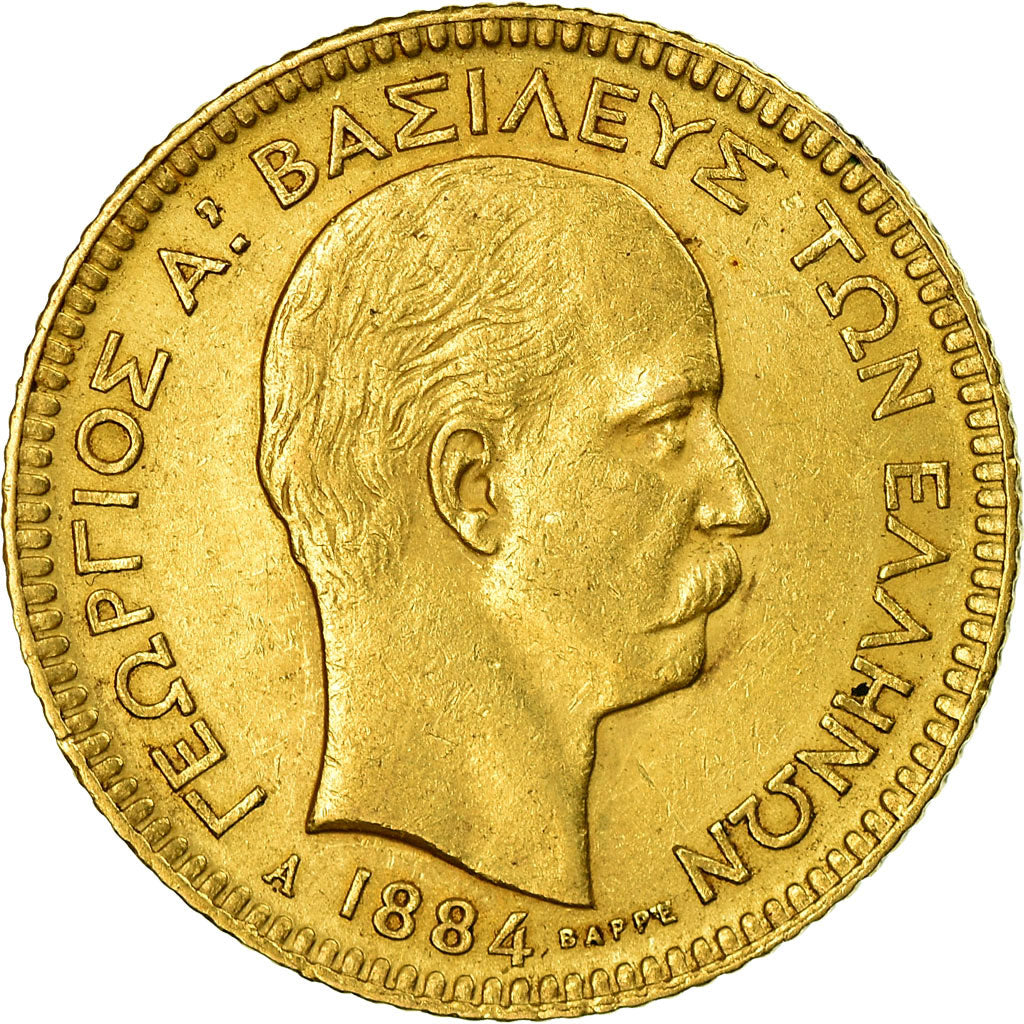 Moneta, Grecia, George I, 20 Drachmai, 1884, Paris, BB+, Oro, KM:56
