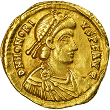 Coin, Honorius, Solidus, Ravenna, AU(50-53), Gold, RIC:1287