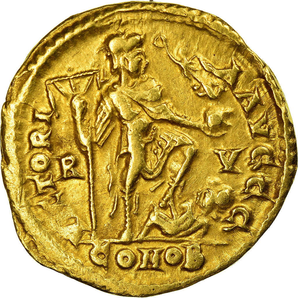 Coin, Honorius, Solidus, Ravenna, AU(50-53), Gold, RIC:1287