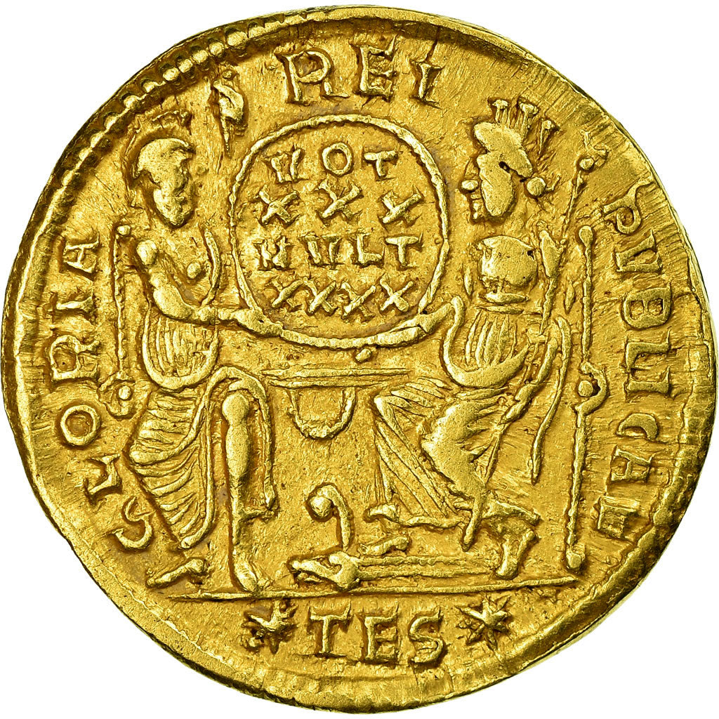 Coin, Constantius II, Solidus, Thessalonica, AU(55-58), Gold, RIC:150