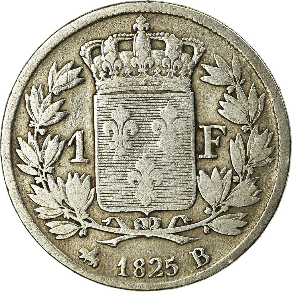 Moneda, Francia, Charles X, Franc, 1825, Rouen, BC+, Plata, KM:724.2