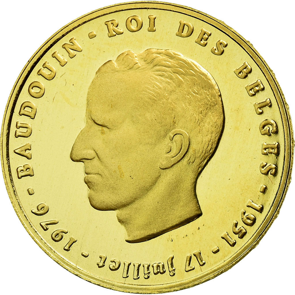 Belgium, Medal, Baudouin - 25 ans de Règne, 1976, MS(63), Gold
