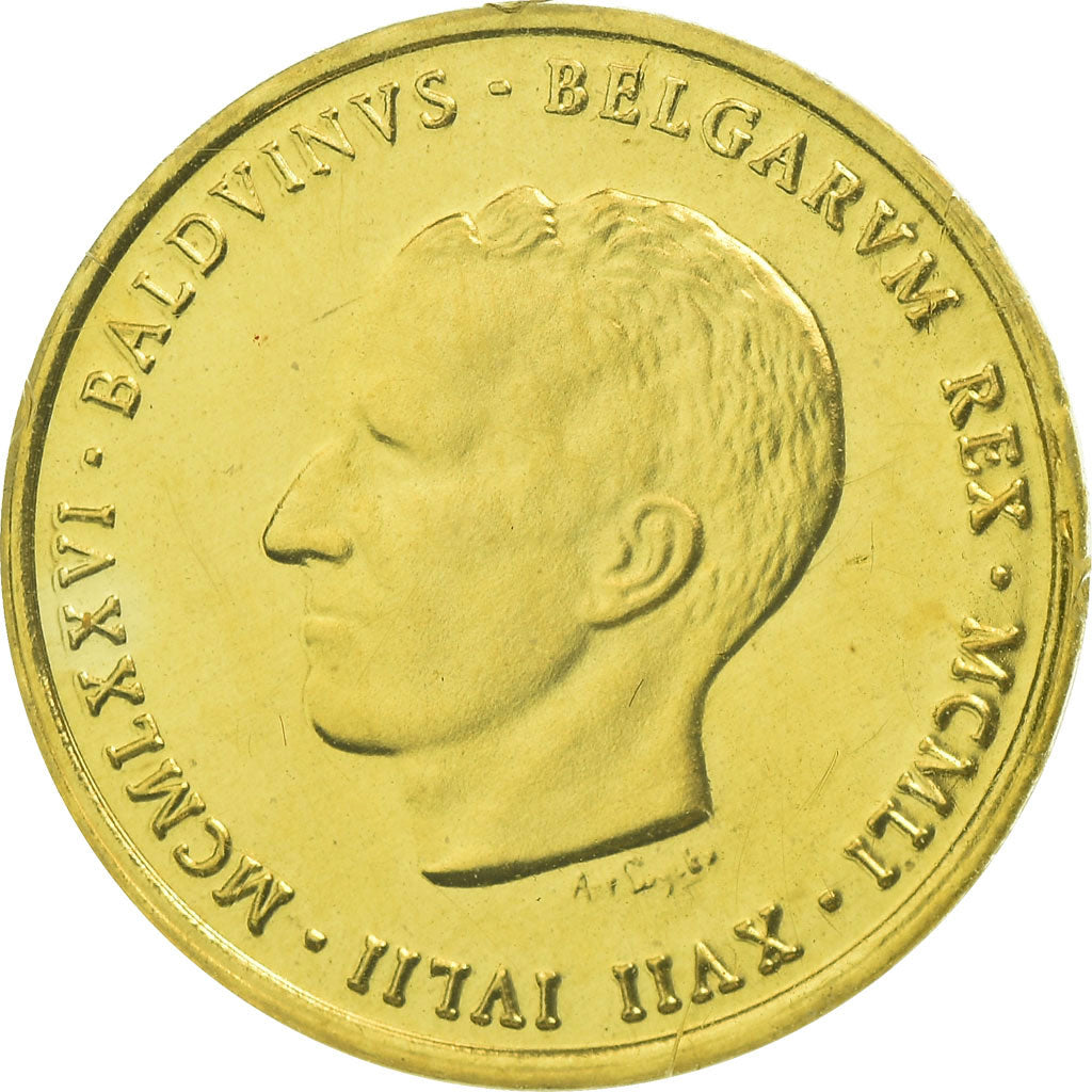 Belgium, Medal, Baudouin - 25 ans de Règne, 1976, Latin, MS(63), Gold