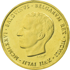 Belgia, Medal, Baudouin - 25 ans de Règne, 1976, Latin, MS(63), Złoto
