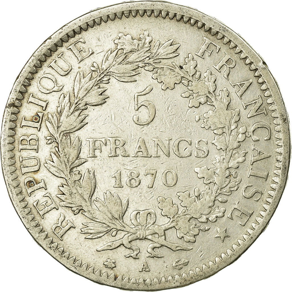 Coin, France, Hercule, 5 Francs, 1870, Paris, VF(30-35), Silver, KM:820.1