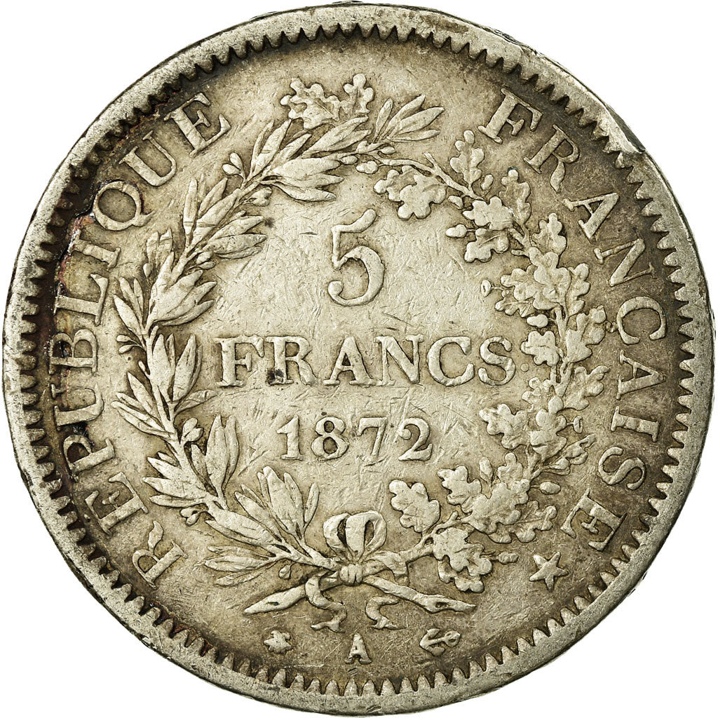 Monnaie, France, Hercule, 5 Francs, 1872, Paris, TB+,KM 820.1, Gadoury:745a