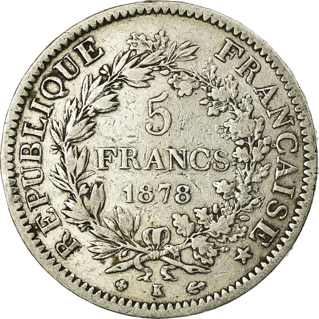 Monnaie, France, Hercule, 5 Francs, 1878, Bordeaux, TB, Argent, Gadoury:745a