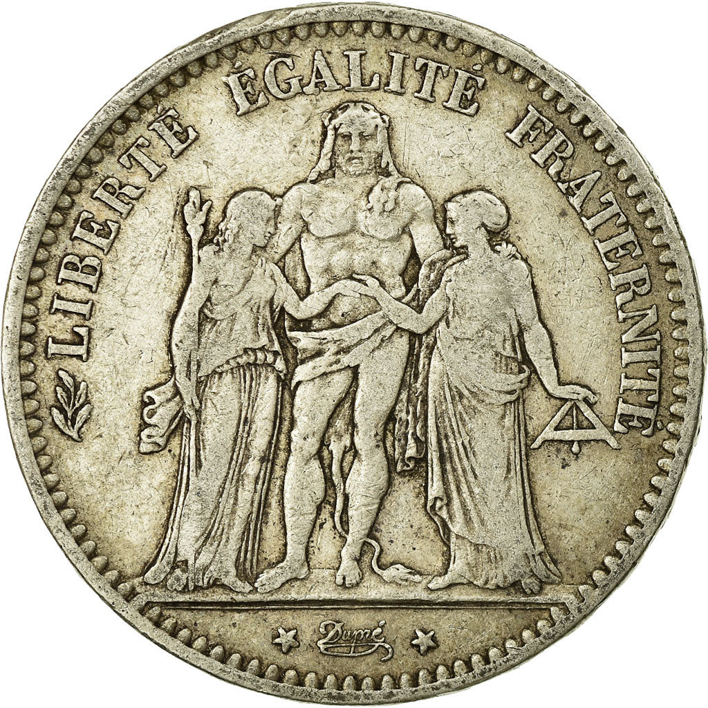 Moneta, Francia, Hercule, 5 Francs, 1878, Bordeaux, MB+, Argento, KM:820.2