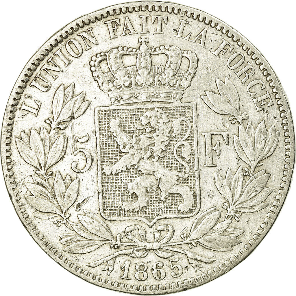 Coin, Belgium, Leopold II, 5 Francs, 5 Frank, 1865, VF(30-35), Silver, KM:24
