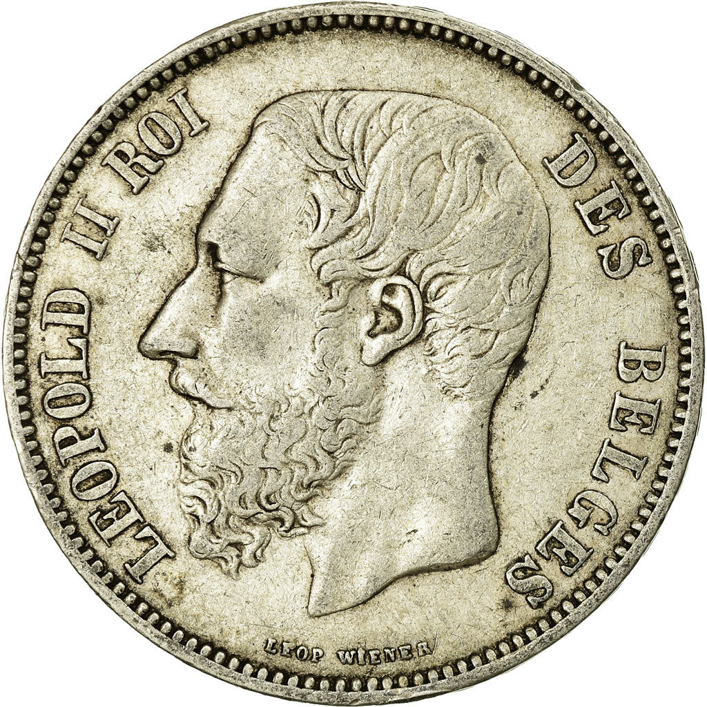 Coin, Belgium, Leopold II, 5 Francs, 5 Frank, 1866, EF(40-45), Silver, KM:24