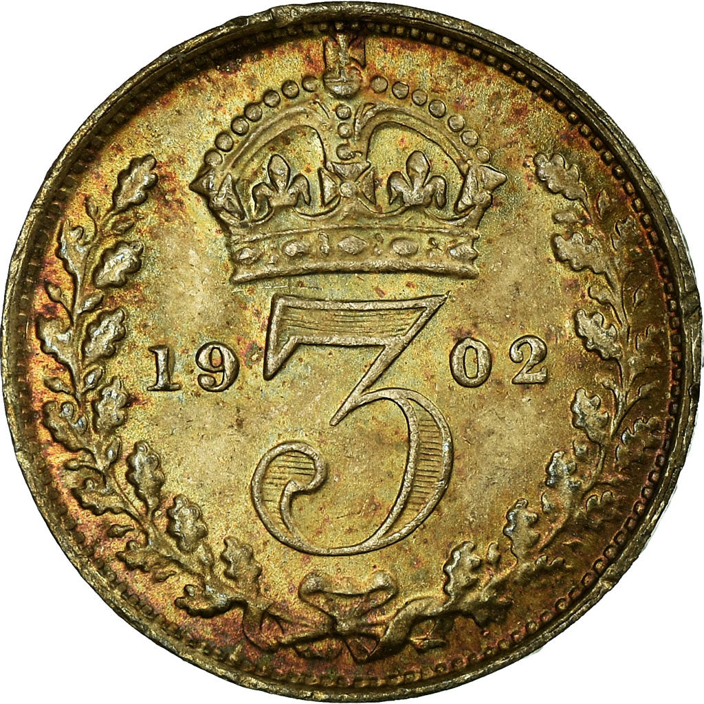 Coin, Great Britain, Edward VII, 3 Pence, 1902, MS(63), Silver, KM:797.1