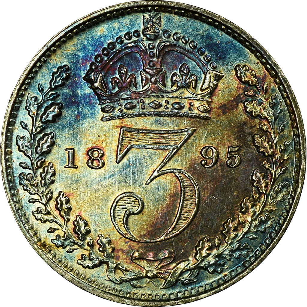 Coin, Great Britain, Victoria, 3 Pence, 1895, MS(63), Silver, KM:777