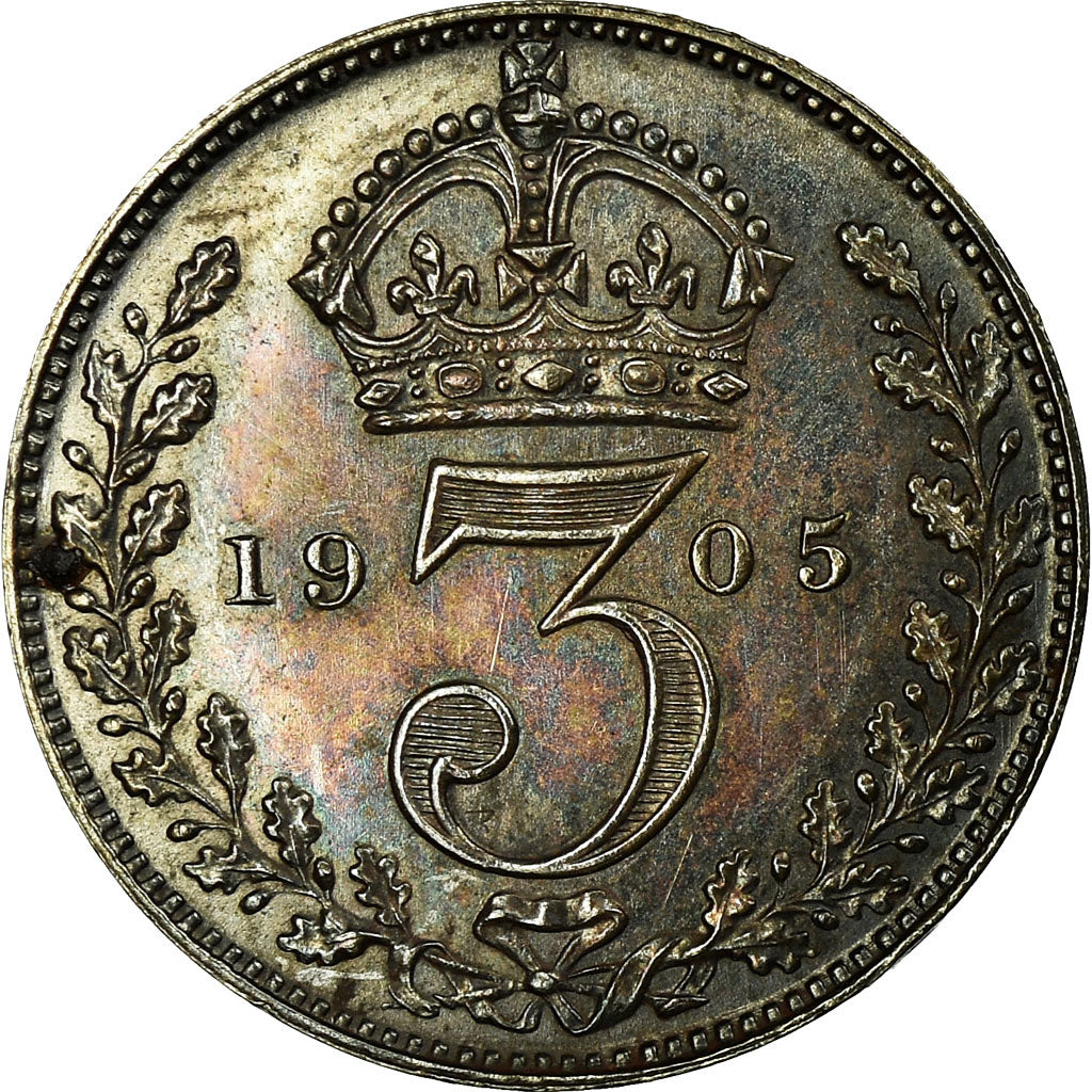Moneda, Gran Bretaña, Edward VII, 3 Pence, 1905, SC, Plata, KM:797.2