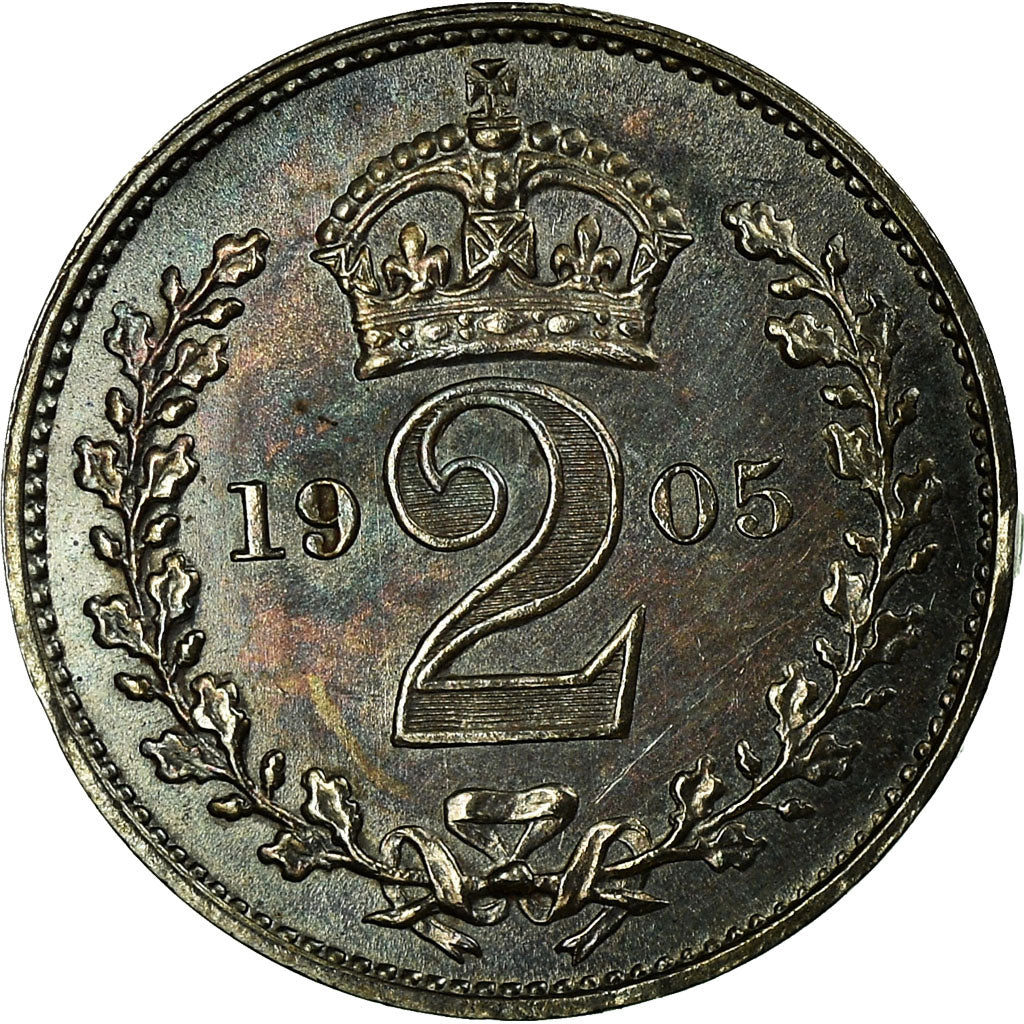 Coin, Great Britain, Edward VII, 2 Pence, 1905, MS(63), Silver, KM:796