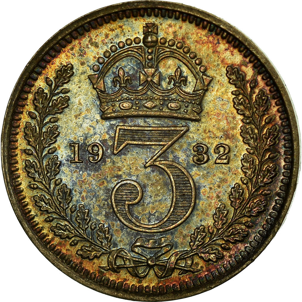 Coin, Great Britain, George V, 3 Pence, 1932, MS(63), Silver, KM:827