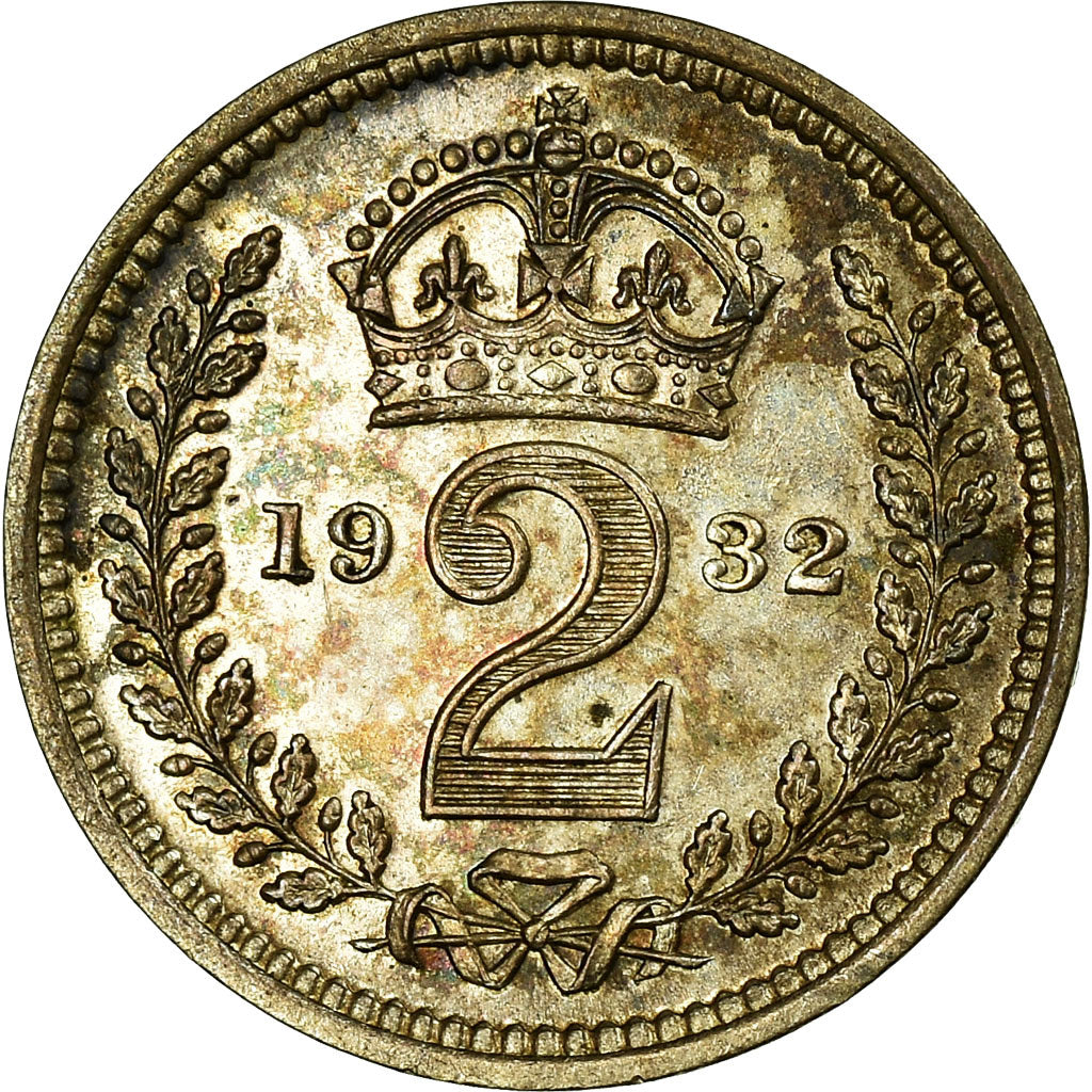 Coin, Great Britain, George V, 2 Pence, 1932, MS(63), Silver, KM:840