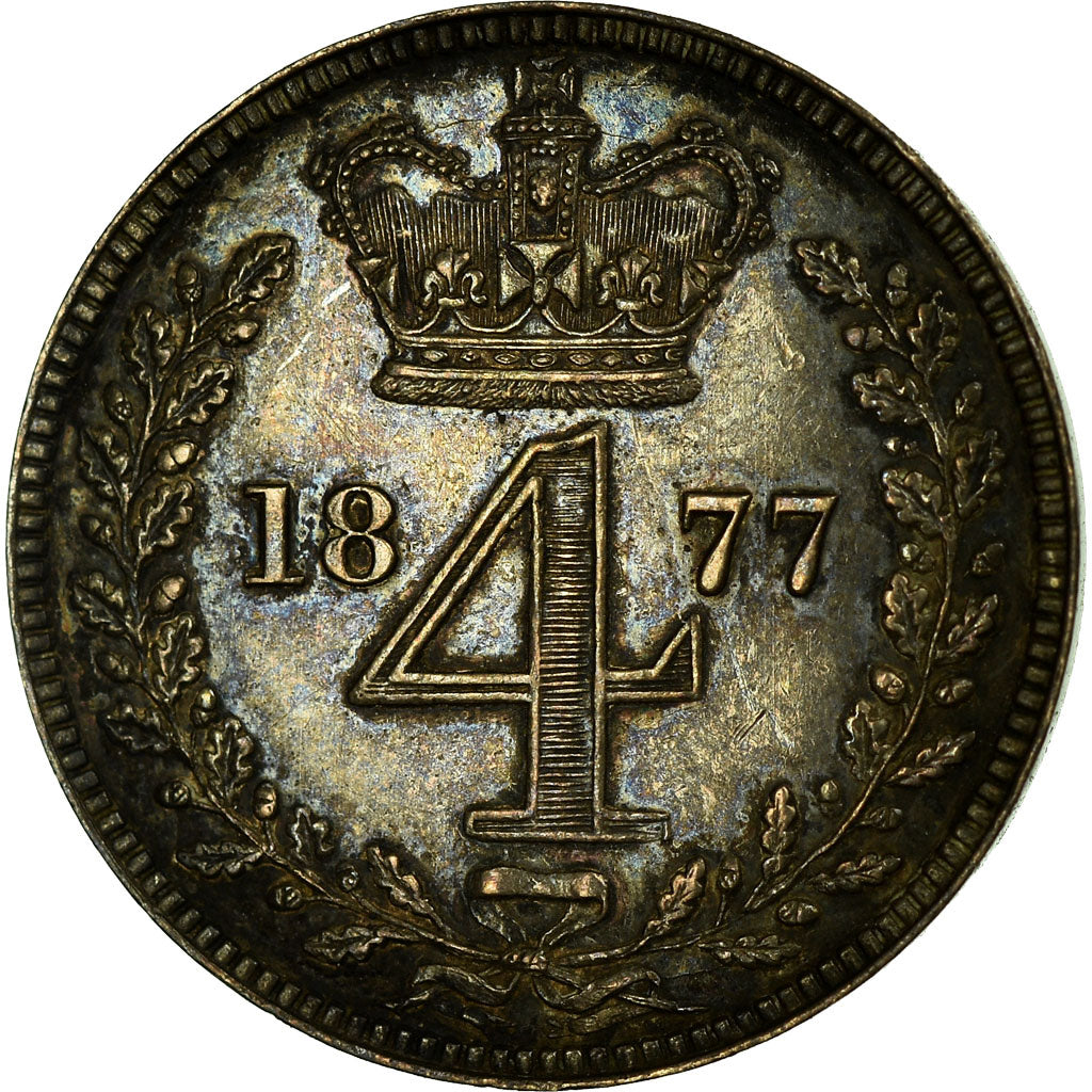 Coin, Great Britain, Victoria, 4 Pence, Groat, 1877, MS(60-62), Silver, KM:732