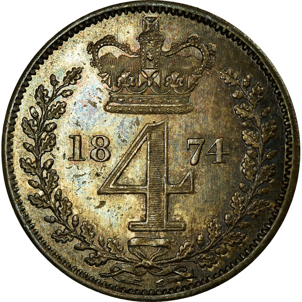Coin, Great Britain, Victoria, 4 Pence, Groat, 1874, MS(63), Silver, KM:732