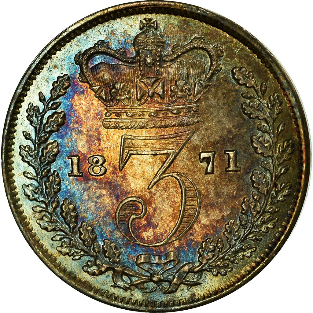 Coin, Great Britain, Victoria, 3 Pence, 1871, MS(63), Silver, KM:730